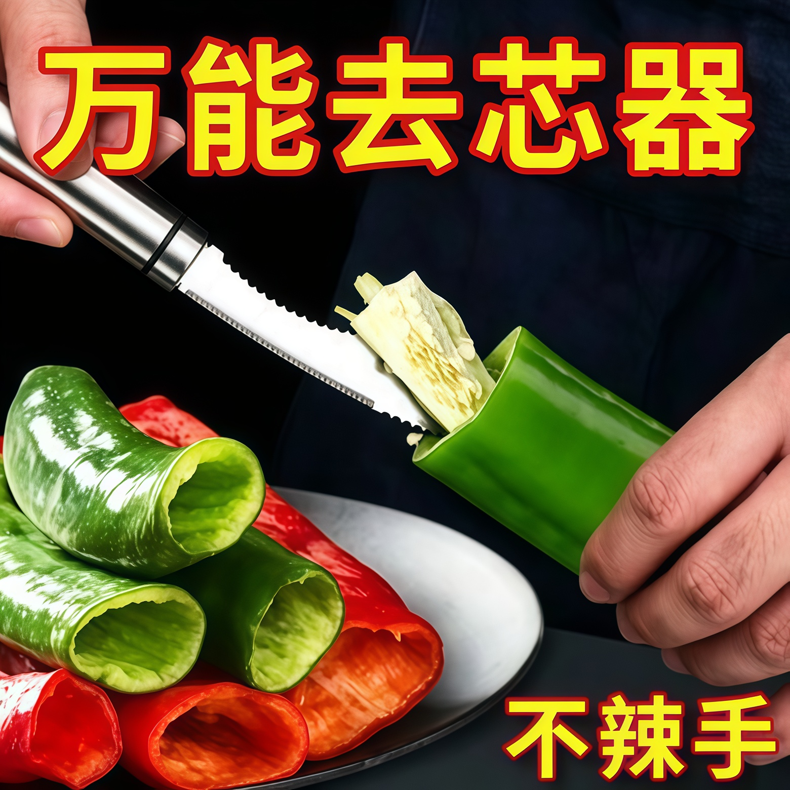 不锈钢辣椒取芯器抽芯去籽神器