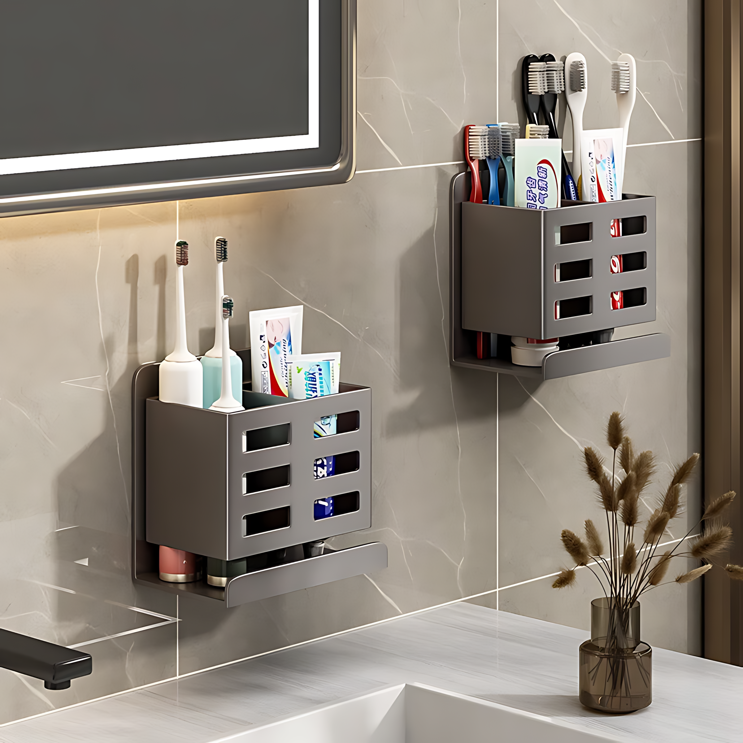 浴室梳子置物架剃须刀牙膏牙刷免打孔收纳筒厕所卫生间洗手台壁挂,收纳整理,化妆品收纳架,淘宝优惠券,粉丝福利购,淘宝优惠卷