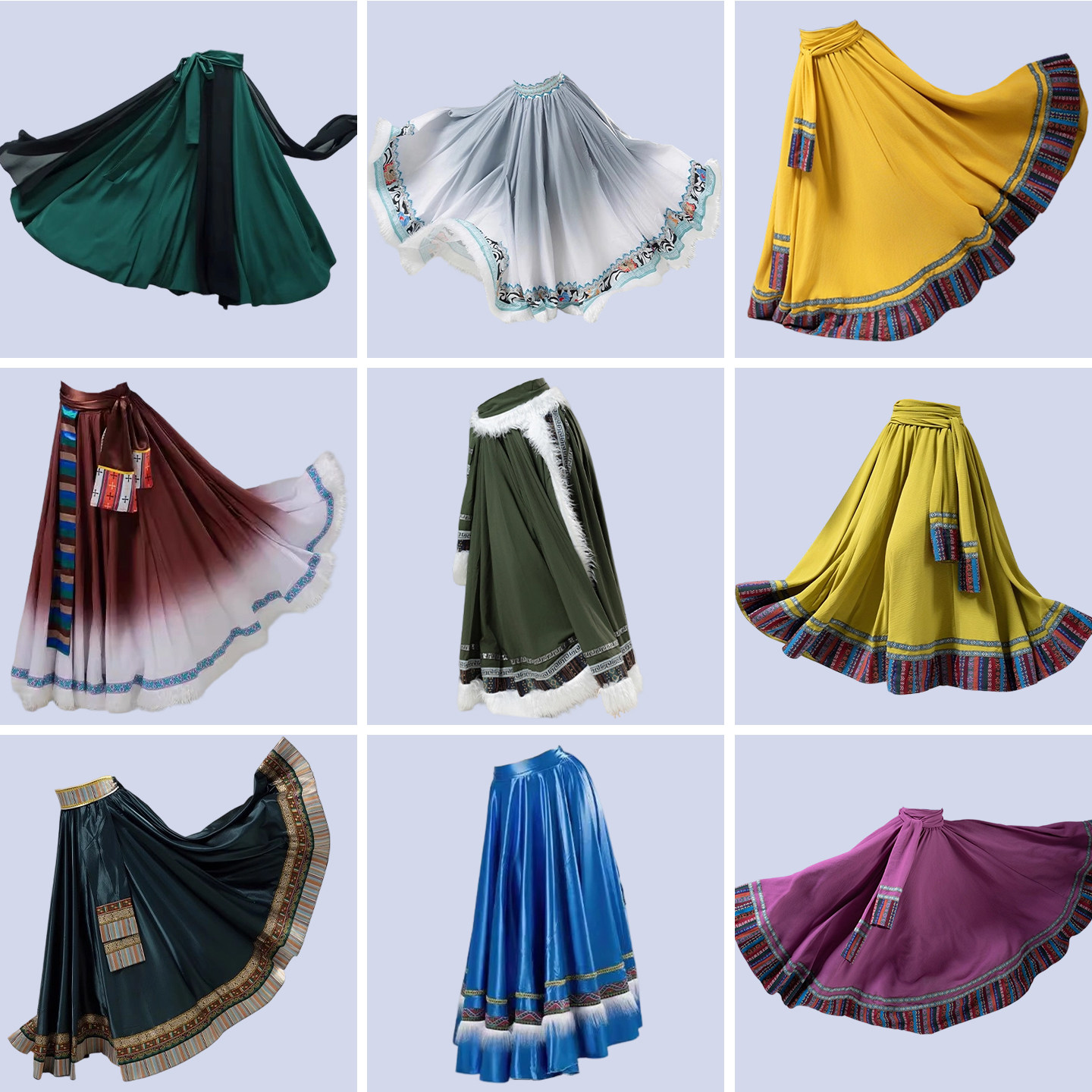 民族舞蹈服半身裙艺考练习裙广场舞表演服学生舞蹈裙民族风大摆裙