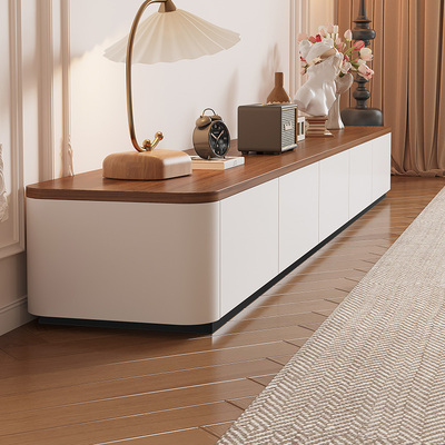 电视柜客厅家用2025新款胡桃中古轻奢小户型落地茶几电视机柜组合