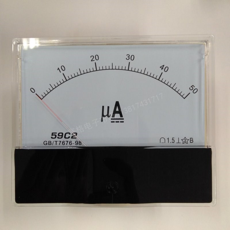 59C2-50A 100uA 200UA 微安指针式电流表 面板表 DC直流微安表