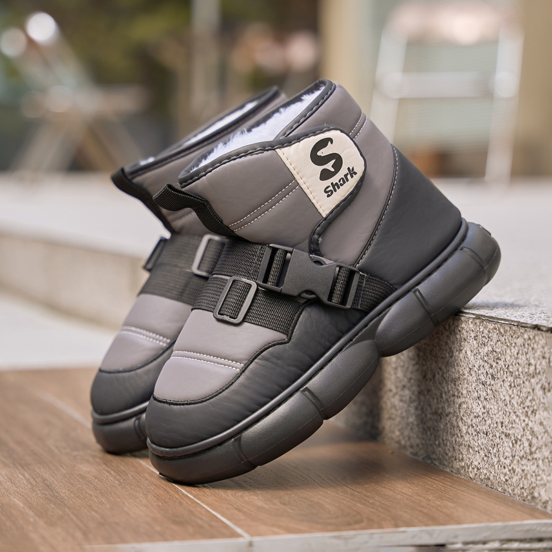 包跟棉拖鞋男士冬季新款加绒保暖防水雪地靴抗寒东北大棉鞋男外穿