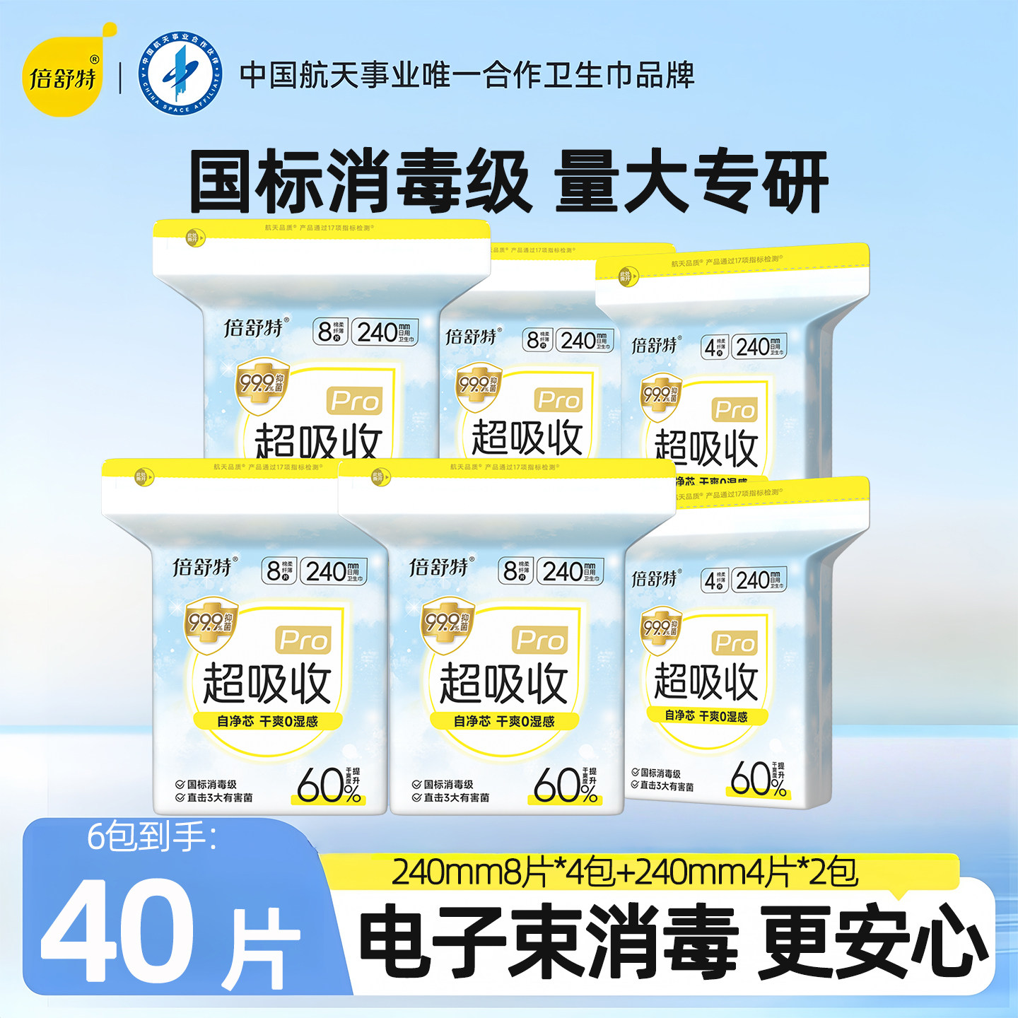 倍舒特官方正品消毒级卫生巾日夜用多长度超吸收姨妈巾整箱囤货装图片