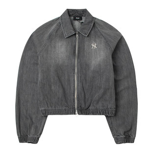 MLB外套女装25冬季新款牛仔外套学院系列短款夹克时尚潮流休闲服