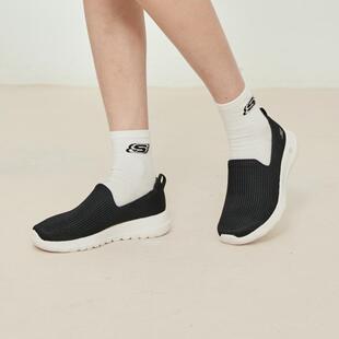 斯凯奇女鞋夏季新款黑色一脚穿休闲鞋官方正品运动鞋女款网面鞋子