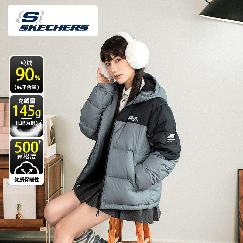 斯凯奇羽绒服女装春夏新款运动服户外防风保暖羽绒外套休闲夹克