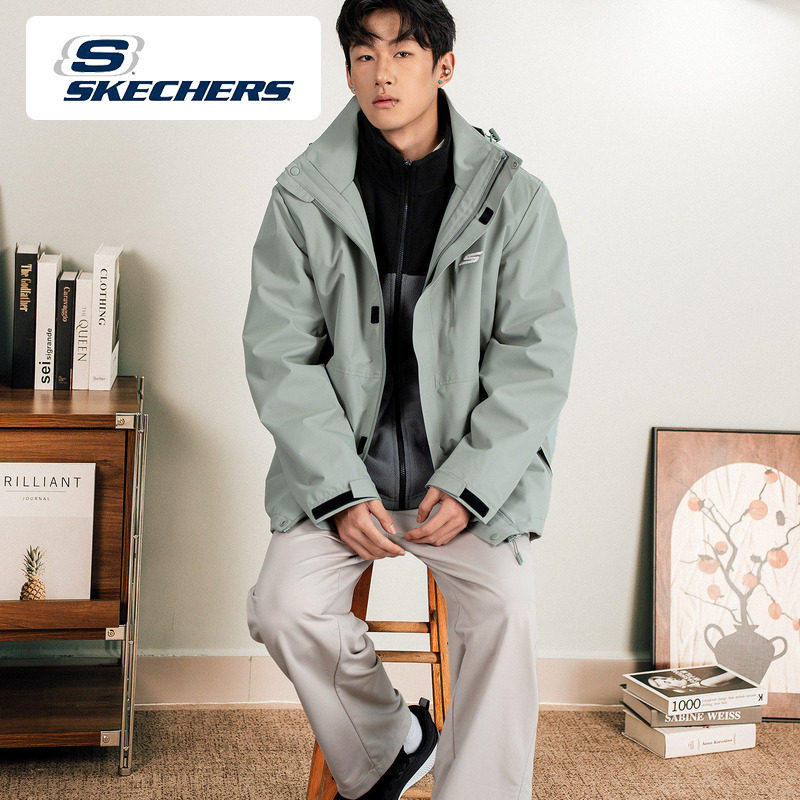 斯凯奇三合一外套男女同款2025春夏新款运动服摇粒绒内丹休闲夹克