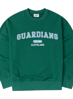 MLB卫衣男女情侣装新款学院系列绿色简约圆领套头衫3AMTV9244