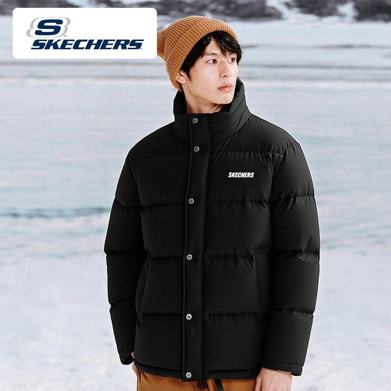 斯凯奇正品羽绒服男装25春夏新款立领运动服鸭绒休闲夹克羽绒外套