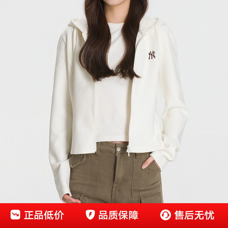 MLB女士运动服2026春秋款学院系连帽开衫复古休闲短款上衣外套