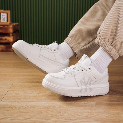 MLB厚底小白鞋休闲鞋皮面板鞋26新款男女显高运动学长鞋3ASXM046N