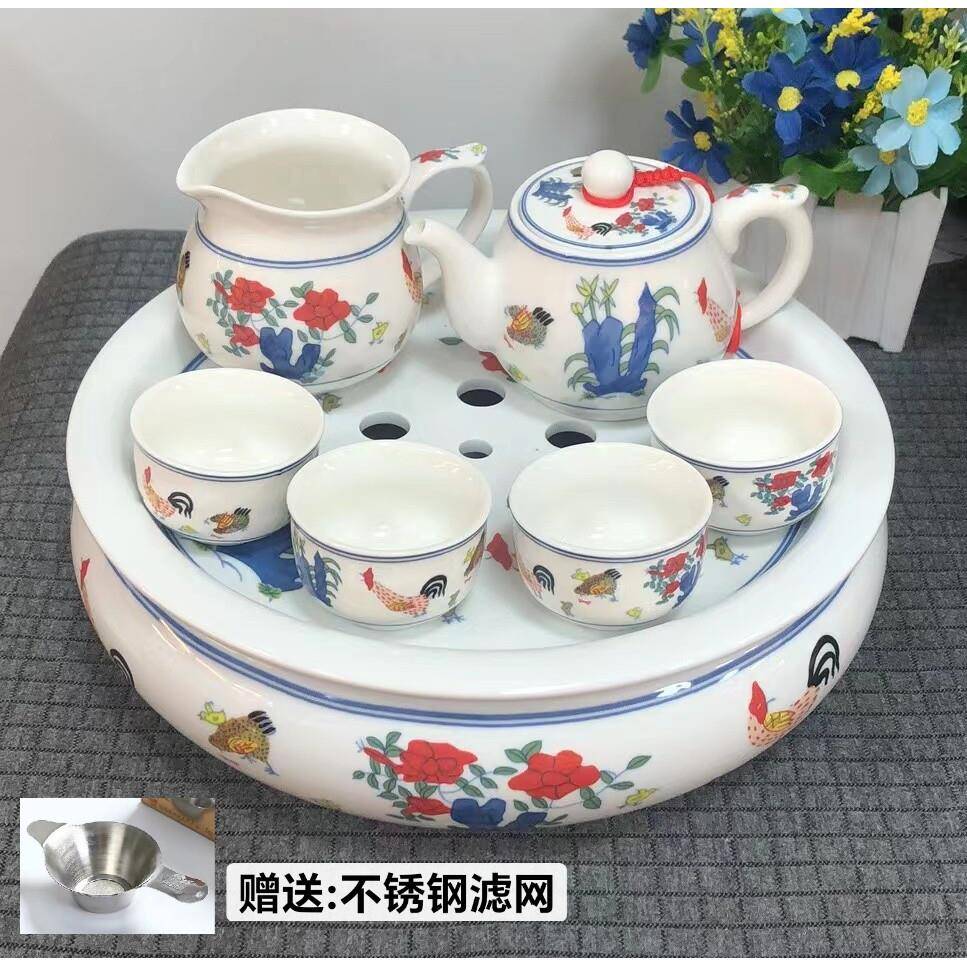 陶泽华功夫茶具斗彩鸡缸杯茶具组合套装酒店家用茶壶茶杯中式整套