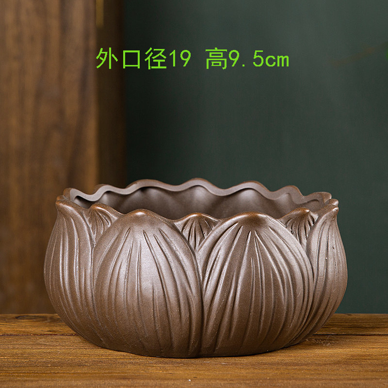 粗陶睡莲铜钱草碗莲水培花盆陶瓷绿萝一叶莲室内大号紫砂水养花缸