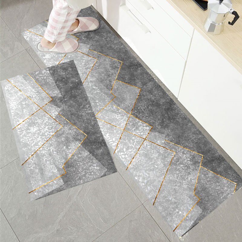 金钻绒厨房地垫防滑防油耐脏可擦免洗脚垫轻奢门口地毯门垫可机洗