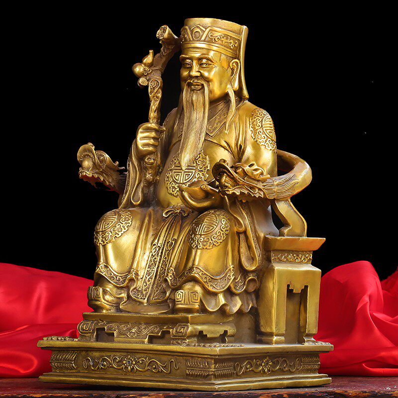 纯铜土地公神像供奉小庙家用福德正神地主招财镇宅土地婆摆件