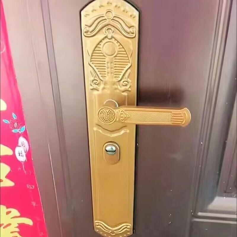 防盗门锁拉手把手面板黄古铜门锁拉手标准尺寸孔距235