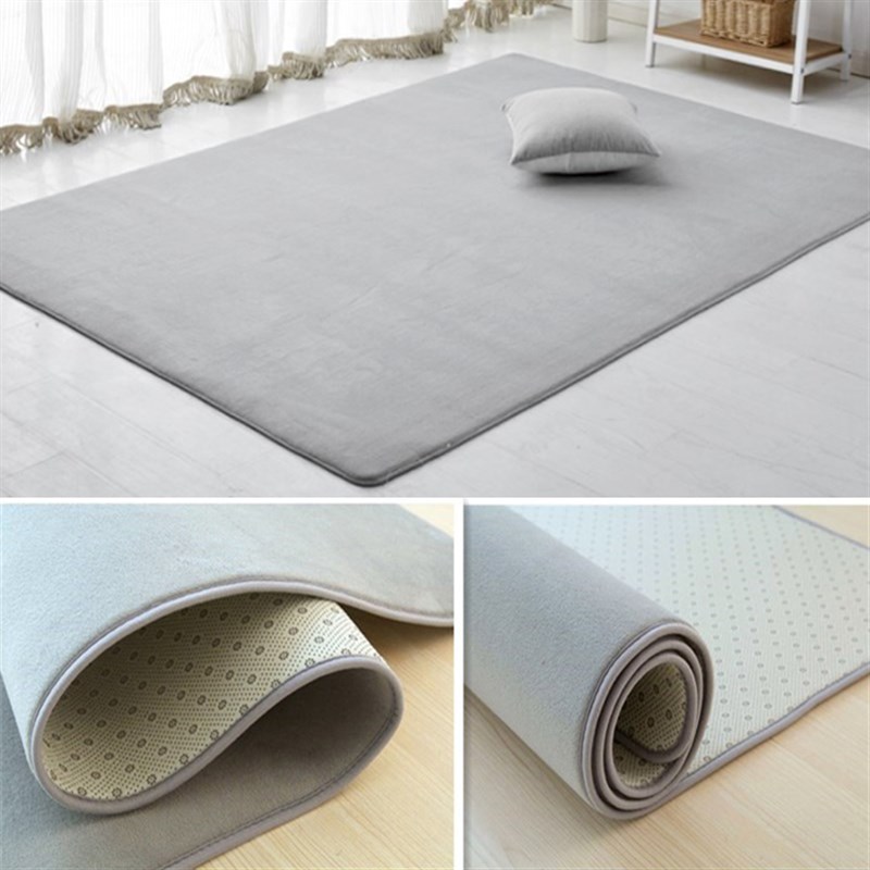 简约珊瑚绒地毯卧室床边毯榻榻米飘窗阳台客厅门厅满铺地垫定制