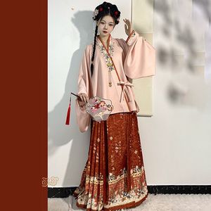 墨子研汉服女【水调歌头】明制对穿交领马面裙套装2023新款秋冬季