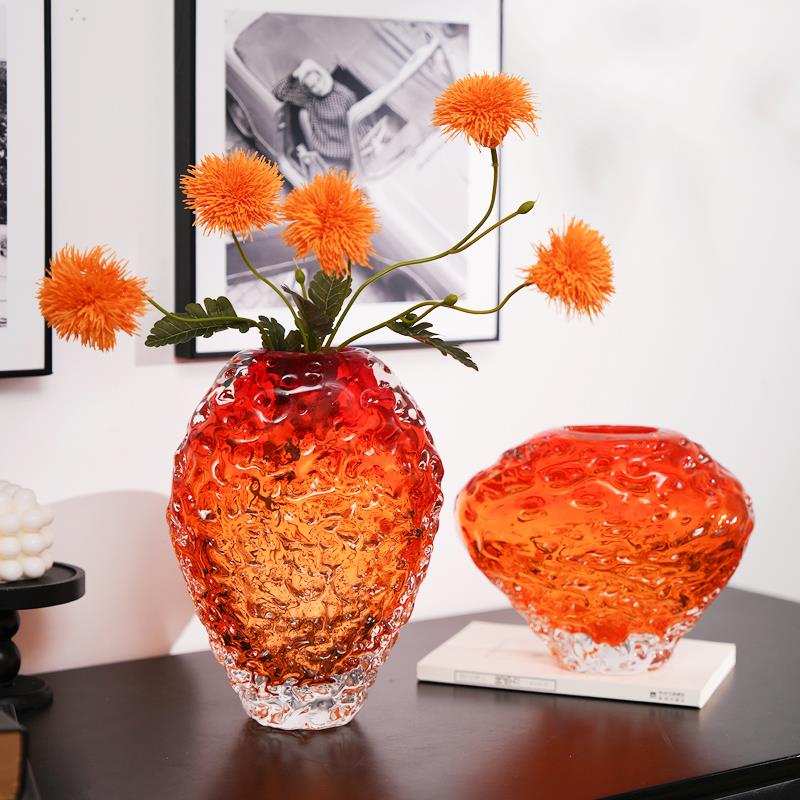 艺术玻璃花瓶创意玄关餐桌花瓶摆件客厅花器插花高级感装饰品摆件