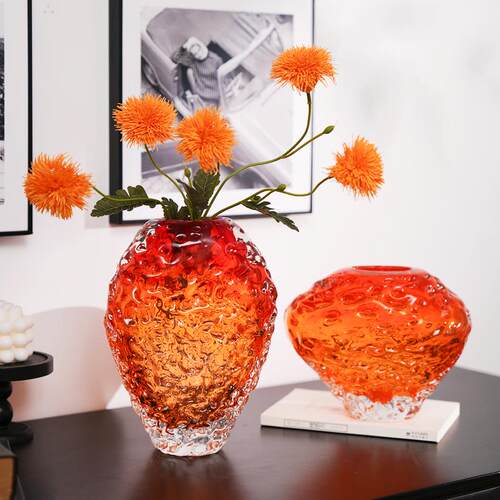 艺术玻璃花瓶创意玄关餐桌花瓶摆件客厅花器插花高级感装饰品摆件