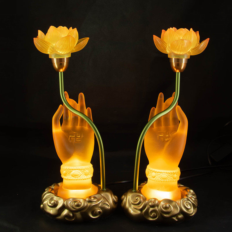 琉璃佛手LED莲花灯长明灯佛前供灯观音神台灯家用仙堂供奉灯插电