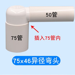 75管地漏移位器插75管内弯头排水配件管材管件PVC配件75x46弯头