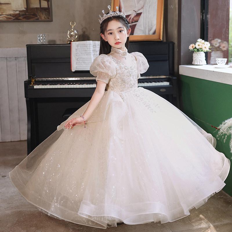 女童礼服轻奢小众高端儿童生日公主裙花童婚礼小女孩主持人演出服