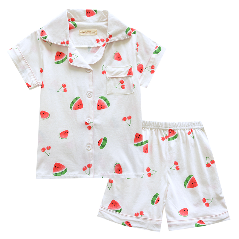 夏季儿童纯棉小中大女童亲子薄款短袖短裤睡衣款套装空调服家居服