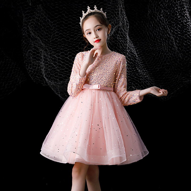 儿童礼服公主裙秋冬女童钢琴演出服花童婚纱毕业主持人蓬蓬纱裙子