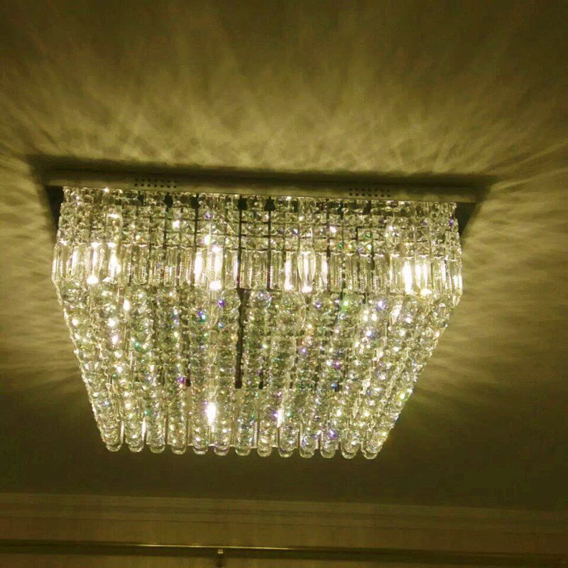 大气奢华客厅长方形LED吸顶灯正方形大厅工程水晶过道灯具灯饰