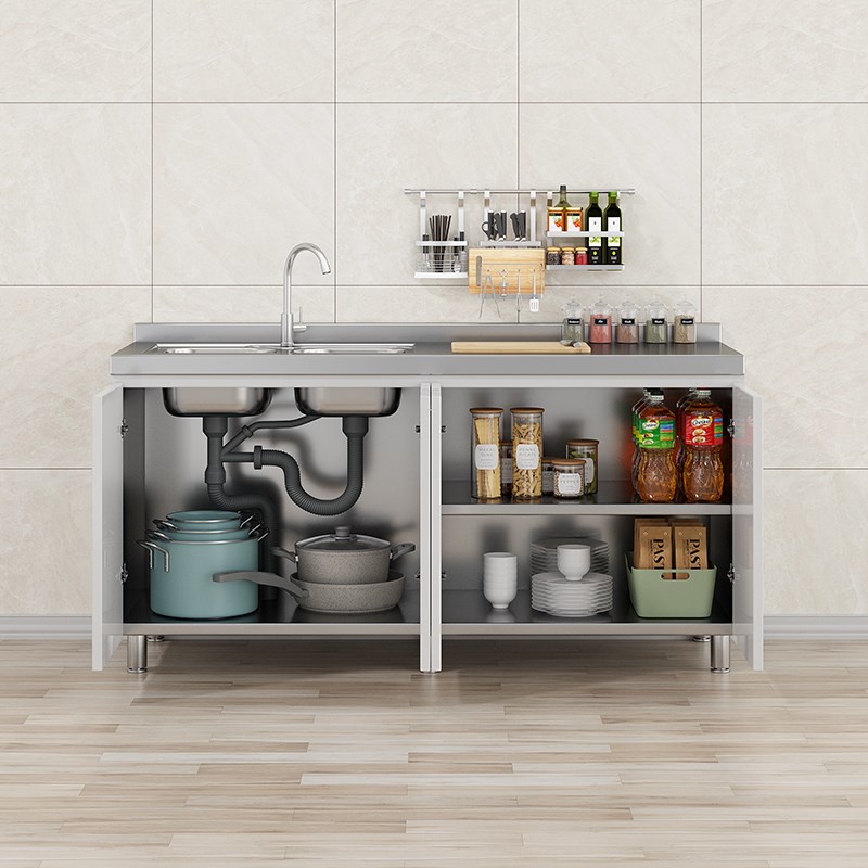 304橱柜厨房拉篮整体不锈钢家用分层柜一体架抽屉式厨柜灶台碗篮