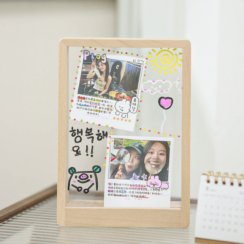 亚克力相框摆台创意定制洗照片高级打印6寸7透明展示实木框架摆件