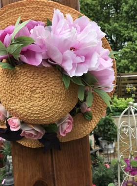 户外花园园林别墅庭院露台阳台幼儿园设计草帽装饰鸟窝景观壁挂饰