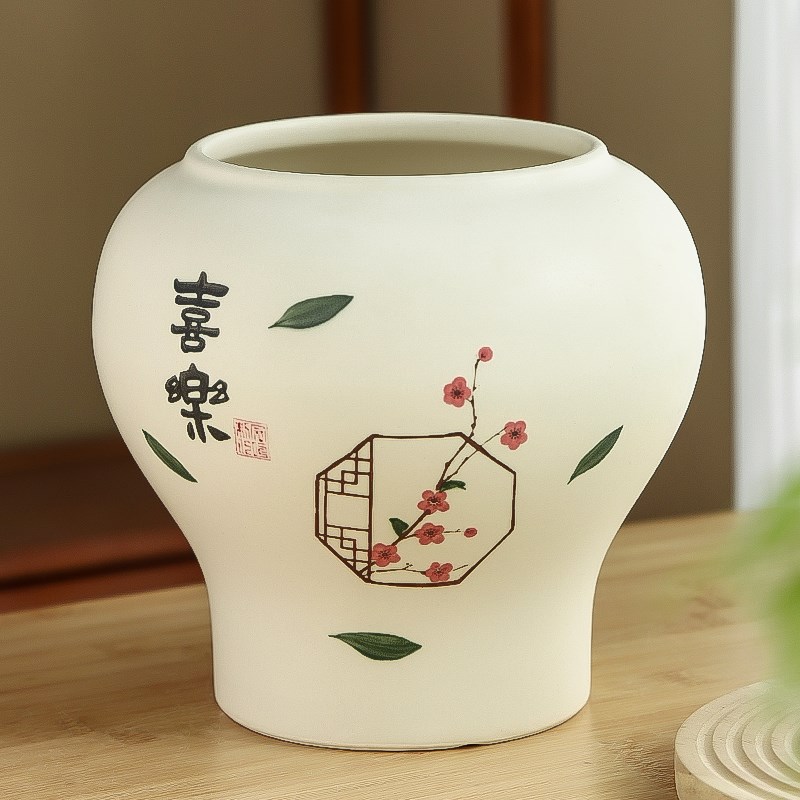 中式古典陶瓷花盆奶油风家用轻奢高级感大号手绘兰花月季盆栽花器