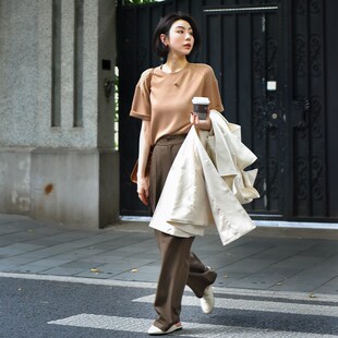 大洪洪珂芮达Karida【雅酷新宠】职业西装裤女直筒阔腿裤高腰垂感