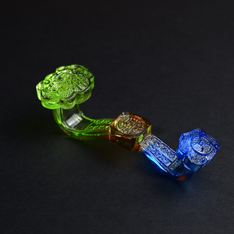 优选七彩琉璃红白紫粉绿水晶如意摆件客厅玄关招财开业礼品吉祥装