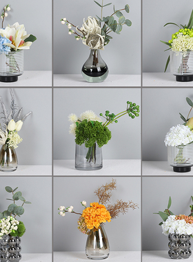 优选现代简约仿真花艺绿植售楼处洽谈桌酒店餐桌样板间洗漱台软装