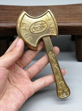 优选古玩收藏 仿古做旧 纯铜实心仿紫铜 手工老铜包浆 斧头小摆件