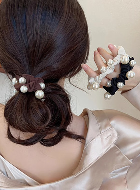 这么百搭~优雅珍珠发圈ins简约头绳高级感小肠扎马尾绑头发橡皮筋