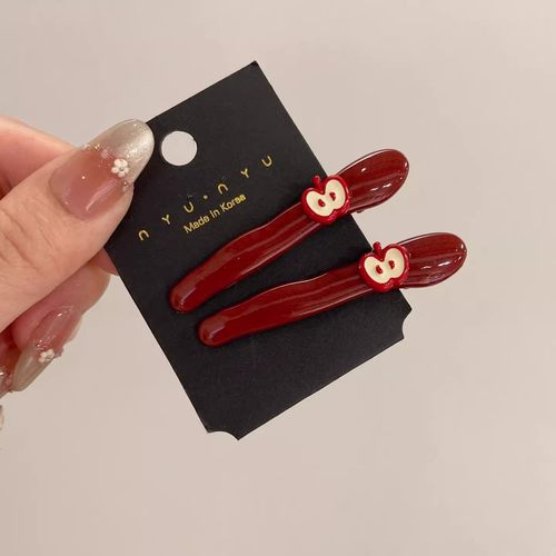 韩国可爱小苹果刘海发夹女儿童发卡安可拉红高颜值侧边鸭嘴一字夹