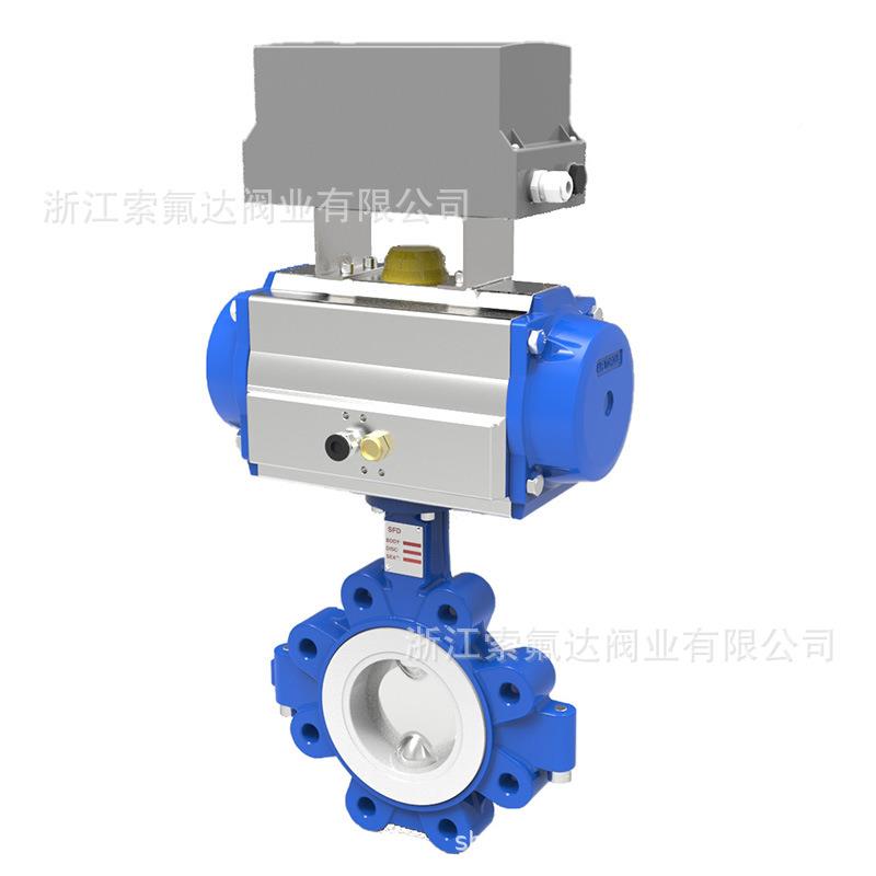 厂家可凸耳蝶阀 涡轮式色蓝阀门 碳钢半衬手动衬氟蝶阀式 定556