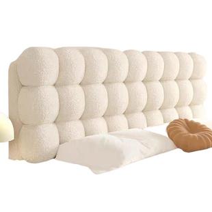 奶油风床头靠垫小雪球泰迪绒软包大靠背卧室榻榻米简约加厚软包