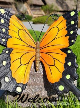 太阳能户外树脂工艺品装饰花园庭院仿真蝴蝶雕塑园林景观摆件