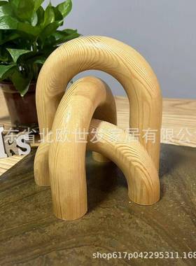 木制摆件拱门拱形装饰木质工艺品摆件几何艺术装饰咖啡馆桌面摆件