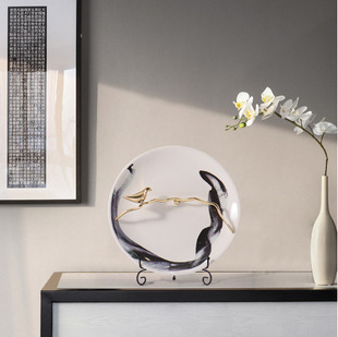 新中式摆件客厅电视柜玄关看盘家居摆设软装饰品酒柜装饰陶瓷盘子