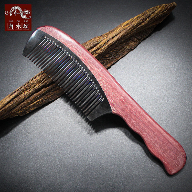 厂家批发角木蛟紫心木梳子 水牛角梳按摩美发梳