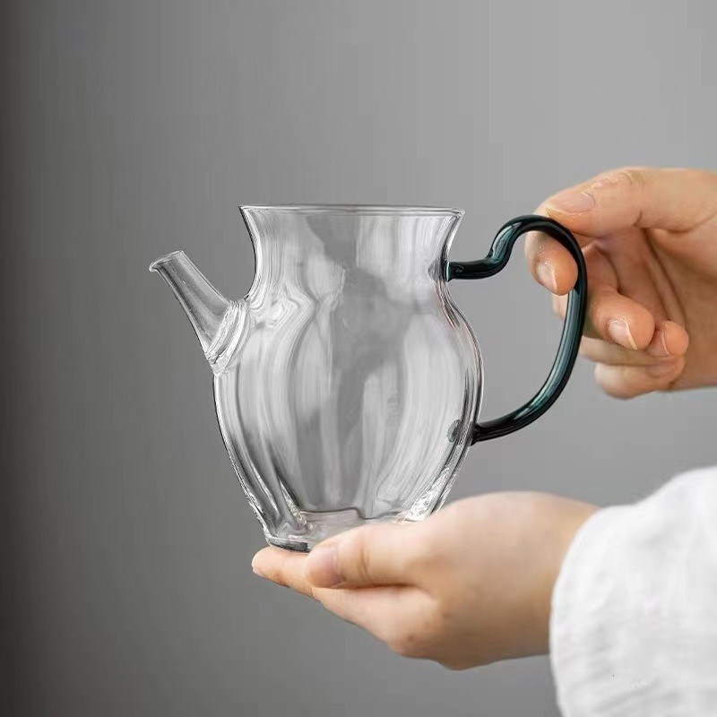 高硼硅玻璃茶壶自带过滤孔泡茶壶莲花造型茶海手执壶公杯