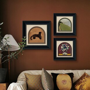 中古风玄关装饰画法式卧室床头挂画餐厅复古小众艺术壁画高级感