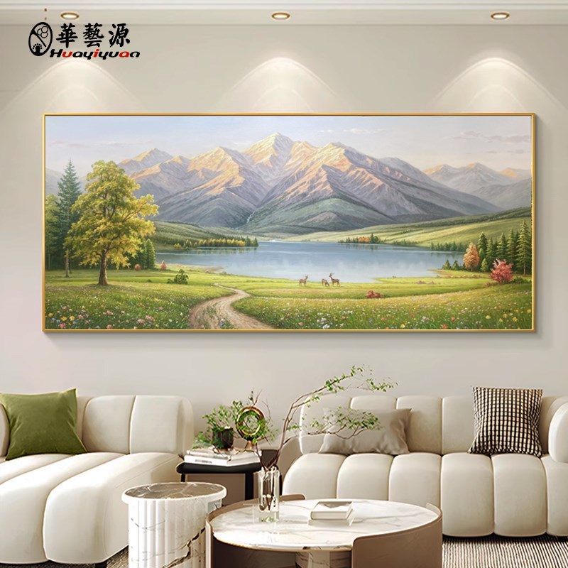 手绘风景油画客厅装饰画金山聚宝盆山水画现代高端大芬村定制挂画