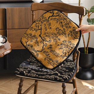 精选松韵中古风餐椅垫高弹海绵可拆洗坐垫加厚马蹄形办公椅屁股垫